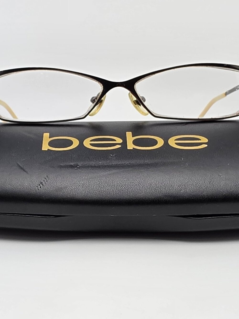 Bebe Genie Moonlight Gunmetal Cream Cat Eye Eyeglasses Frame w/ Case 54-13-135